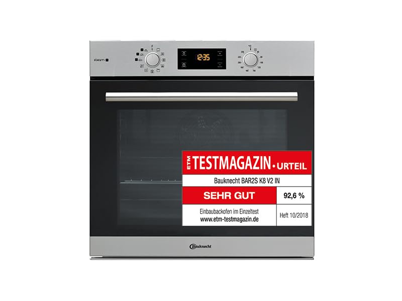 Bauknecht BAR2S K8 V2 IN Dampf-Backofen inklusive 2-fach Backauszug/A+/71 L Maxi-Garraum/Heißluft/Gentle Steam mit Feuchtigkeitszugabe/Einfaches Reinigen mit SmartClean-Innenraum, Edelstahl