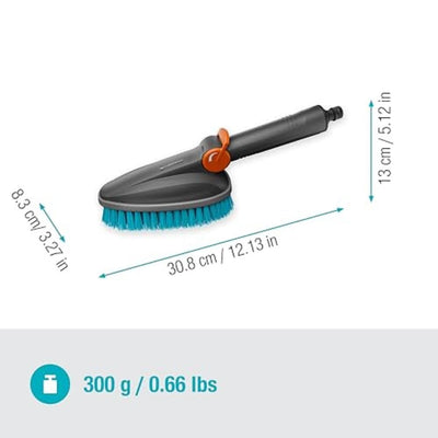 Gardena Cleansystem Handbürste M Hard: Reinigungsbürste mit Schlauchanschluss, für kleinere und unempfindliche Oberflächen, praktische 1-Hand-Bedienung, mit Durchflussregulierung (18846-20)