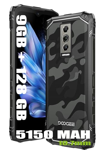 DOOGEE Blade 10 Smartphone ohne Vertrag, 9GB + 128GB, 5150mAh Akku, 11mm Thin Simlockfreie Handys, Robustes 4G, 16MP Kamera + 8MP Outdoor Handy, Android 14, 6.56 Zoll, NFC Schwarz