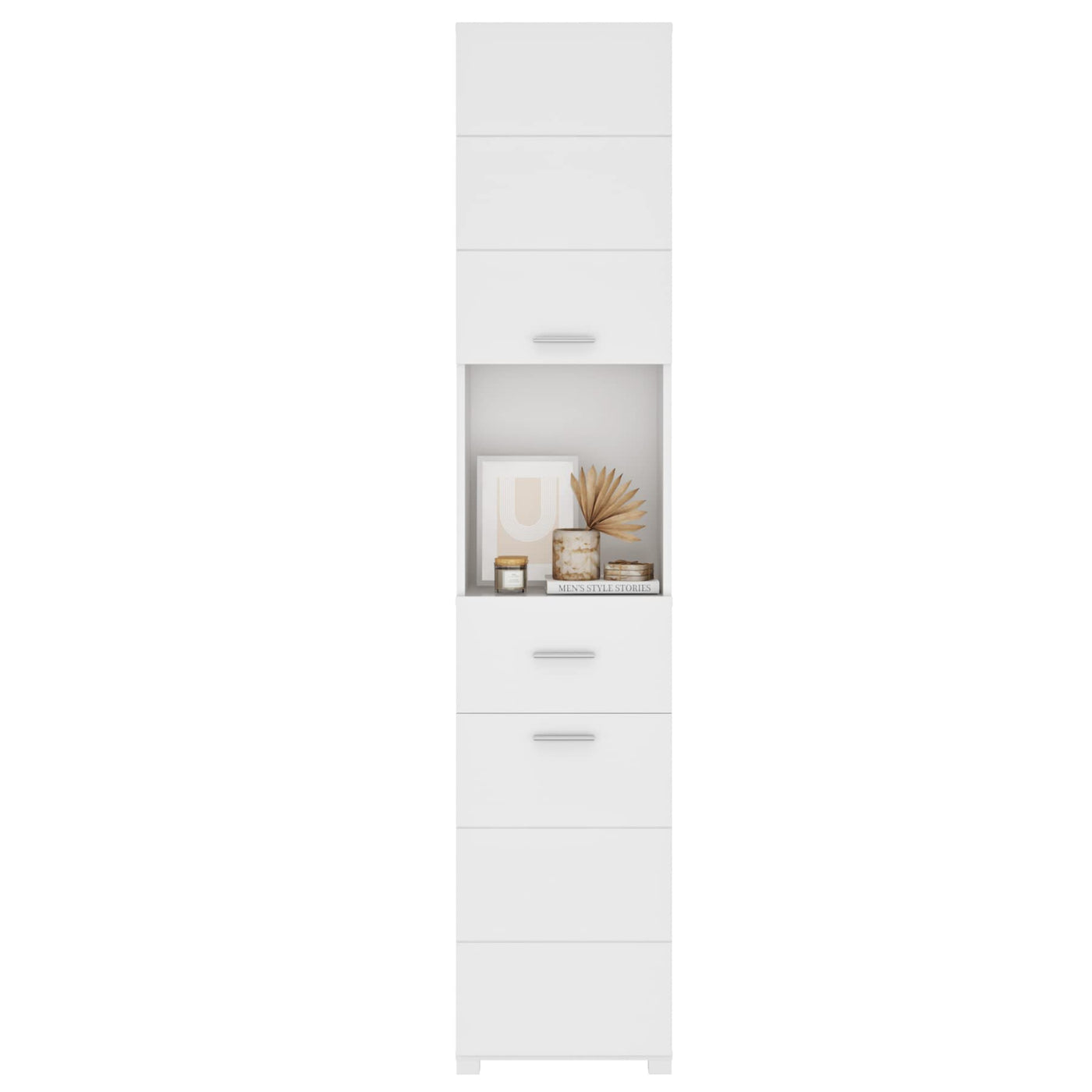 FOREHILL Badezimmerschrank, Badschrank, schmaler Badezimmer Hochschrank mit 2 Türen und 1 Schublade, 37x30x180cm, weiß