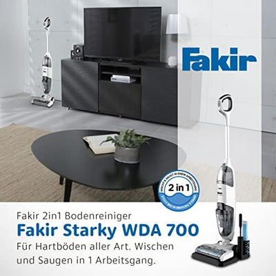 Fakir Starky WDA 700 Akku Staubsauger beutellos 120 W, 3in1 Nass Trockensauger kabelloser Bodenstaubsauger, 22,2 V Akku, 2 Saugstufen mit verschiedenen Aufsätzen, 25 Min. Laufzeit, selbstreinigend