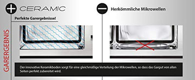 CASO | MG20 Ceramic menu 2-in-1 Mikrowelle mit Grill | Keramikboden und Grill-Rost für 2 Ebenen, 900 W, 1000 W Grill, 20 L, Edelstahl, verspiegelt