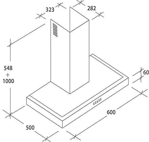 Candy Dunstabzugshaube CMB655X DE / 60cm Breite / 213W Leistung / 3 Leistungsstufen/max. Luftleistung: 523m³/h/Abluft & Umluft/Energieeffizienz C/kostensparende LED-Leuchte/Edelstahl