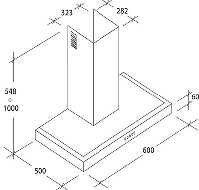 Candy Dunstabzugshaube CMB655X DE / 60cm Breite / 213W Leistung / 3 Leistungsstufen/max. Luftleistung: 523m³/h/Abluft & Umluft/Energieeffizienz C/kostensparende LED-Leuchte/Edelstahl