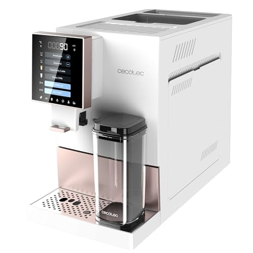 Cecotec Vollautomatische Kaffeemaschine Cremmaet Compactccino White Rose, 19 Bar, Milchbehälter, Thermoblock-System, 5 Mahlstufen, 150g Kaffeespeicher