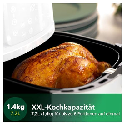 Philips Airfryer 5000-Serie XXL, 7,2L (1,4Kg) - 6 Portionen, 16-in-1 Airfryer, Wifi verbunden, 90% weniger Fett mit Rapid Air Technologie, HomeID App. Weiß (HD9285/00)