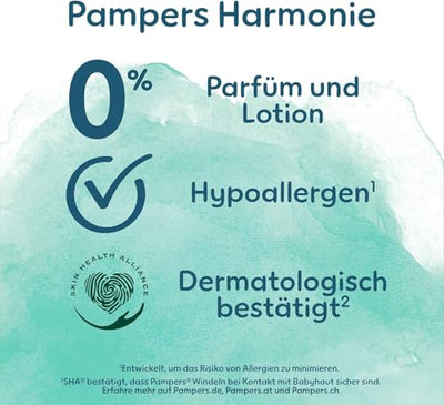 Pampers Baby Windeln Größe 4 (9-14 kg) Harmonie, MONATSBOX, Sanfter Hautschutz Und Pflanzenbasierte Inhaltsstoffe, 174 Stück