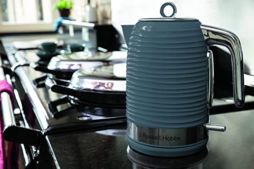 Russell Hobbs Wasserkocher [1,7l, 2400W] Inspire Grau mit hochwertiger Hochglanz-Struktur (Schnellkochfunktion, herausnehmbarer Kalkfilter, Wasserstandsanzeige, abnehmbarer Deckel) Teekocher 24363-70