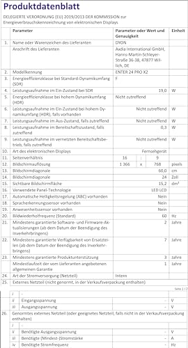 DYON Enter 24 Pro X2 60 cm (24 Zoll) Fernseher (Triple Tuner (DVB-C/-S2/-T2), Hotelmodus, USB-Media Player) [Modelljahr 2022], Schwarz…