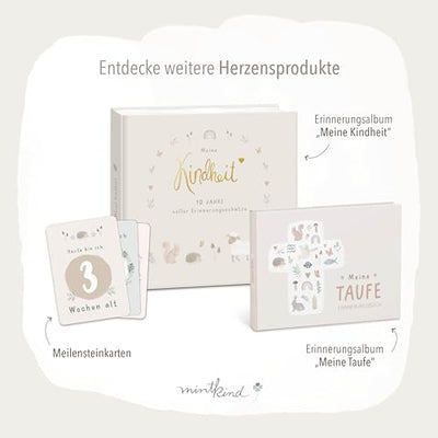 mintkind® Babyalbum "Mein erstes Lebensjahr" Wald + Sticker Set | Baby Fotoalbum zum Selbstgestalten | Baby Geschenk für Mädchen und Junge | Babybuch zum Eintragen | Baby-Tagebuch ab 0 Monate