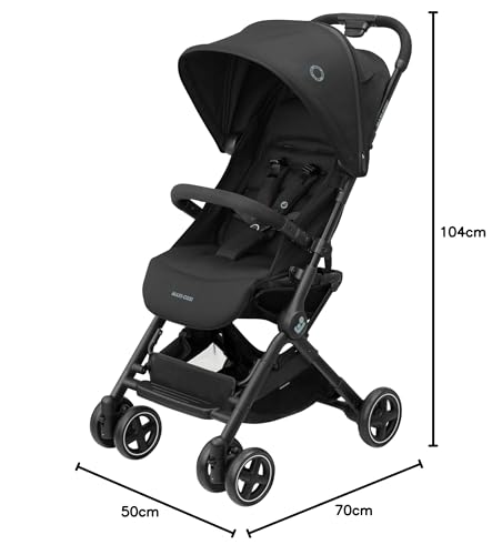 Maxi-Cosi Lara2 Baby Kinderwagen, 0–4 Jahre, 0–22 kg, federleichter, kompakter Buggy, 3 Liegepositionen, flache Liegeposition, klein zusammenklappbar, Schultergurt, Essential Black