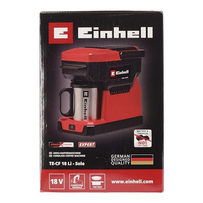 Einhell Akku-Kaffeemaschine TE-CF 18 Li-Solo Power X-Change (18 V, 240 ml Wasserbehälter, für Filterkaffee & Kaffeepads, Tragegriff, inkl. Kaffeetasse mit Deckel, ohne Akku)