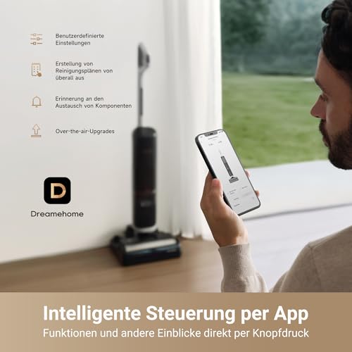 Dreame H14 Pro Nass- und Trockensauger, 180° Lie-Flat, 60 °C Bürstenpflege, 5-min Trocknung, automatische Lösungsmittelverteilung, App-Steuerung, Doppelrotationsbürste, 18 kPa Saugkraft, Doppelkante