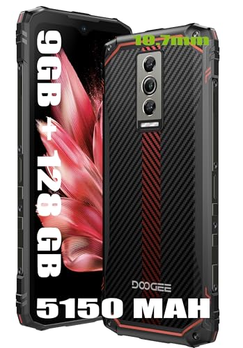 DOOGEE Blade 10 Smartphone ohne Vertrag, 9GB + 128GB, 5150mAh Akku, 11mm Thin Simlockfreie Handys, Robustes 4G, 16MP Kamera + 8MP Outdoor Handy, Android 14, 6.56 Zoll, NFC Rot