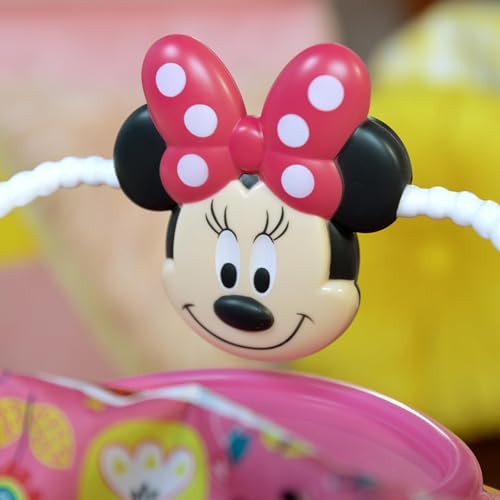 Bright Starts, Disney Baby, Minnie Maus Peekaboo, Spring- und Spielcenter mit Spielstation mit Lichtern und Musik, 12 Aktivität Spielzeug, 360° drehender Sitz, höhenverstellbares, Kinder ab 6 Monaten