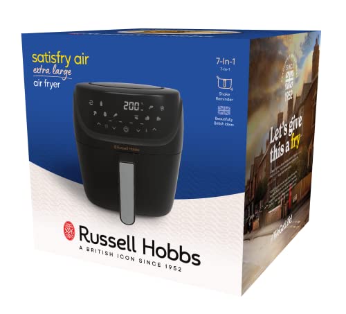 Friteuse à air chaud Russell Hobbs XXL 8L Rapid AirFryer [boîtier compact, 7 fonctions de cuisson, 10 programmes] SatisFry (lavable au lave-vaisselle, max 220°C, friteuse sans huile, grillades, pâtisserie, rôtissage) 27170-56