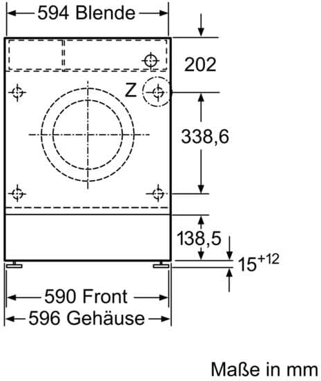 Bosch WIW28443 Serie 8 Einbauwaschmaschine Frontlader, 62 kWh pro 100 Waschzyklen, 1400 UpM, 8 kg, weiß, EcoSilence Drive, SpeedPerfect, VarioTrommel, ActiveWater Plus