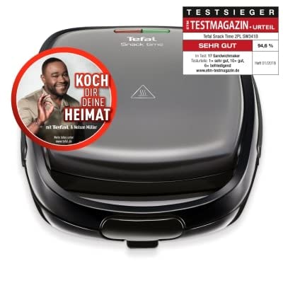 Tefal SW341B Snack Time 2in1 Kombi-Gerät Waffeleisen und Sandwichtoaster | 2 herausnehmbare | Antihaftbeschichtete Plattensets | Spülmaschinengeeignet | Wärmeisolierter Griff | ‎700 W | Grau / Schwarz