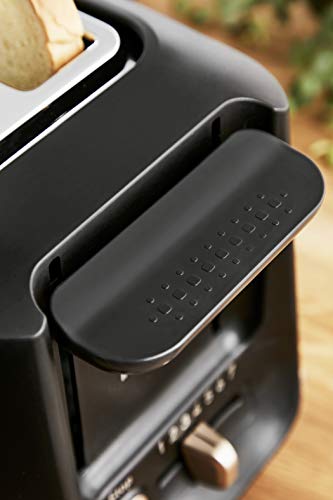 Tefal Toaster mit 2 Schlitzen, inkl. Magnetklammern, große Bedienelemente, 7 Bräunungsstufen, herausnehmbare Krümelschublade, Erhöhungsfunktion TT533811, Schwarz