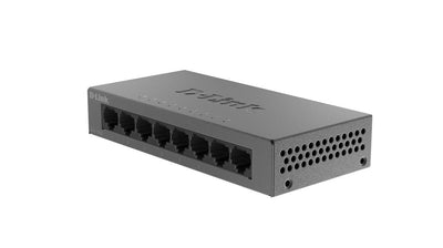 D-Link DGS-108GL 8-Port Unmanaged Gigabit Switch (ohne Lüfter, Low Profile Metallgehäuse, Desktop, Plug-and-Play, QoS, 802.3az EEE), Black