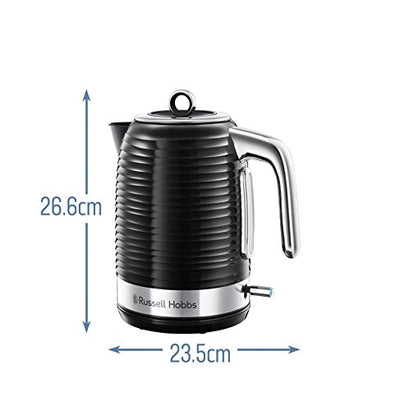 Russell Hobbs Wasserkocher [1,7l, 2400W] Inspire Schwarz mit hochwertiger Hochglanz-Struktur (Schnellkochfunktion, herausnehmbarer Kalkfilter,Wasserstandsanzeige,abnehmbarer Deckel) Teekocher 24361-70