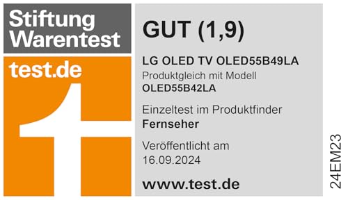 LG OLED55B49LA TV 55" (139 cm) OLED Fernseher (α8 4K AI-Prozessor, webOS 24, Dolby Vision, bis zu 120Hz) [Modelljahr 2024]