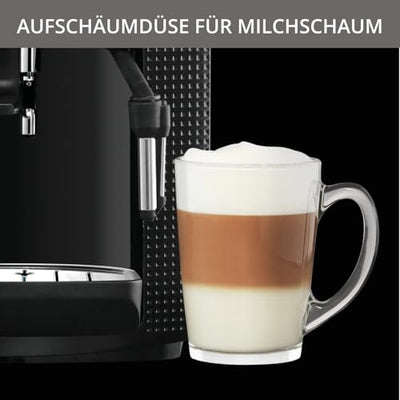 Krups Arabica Picto Kaffeevollautomat, Milchschaumdüse, 2-Tassen-Funktion, Drehregler, Einfache Reinigung, Kaffeemaschine, Schwarz, EA810870