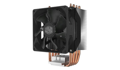 Cooler Master Hyper H412R CPU-Luftkühler - Low-Profile-Kühlsystem, Direktkontakt-Technologie, 4 Kupfer-Heatpipes, Kompakter Aluminium-Kühlkörper mit 92-mm-PWM-Lüfter - AMD und Intel kompatibel Desktop