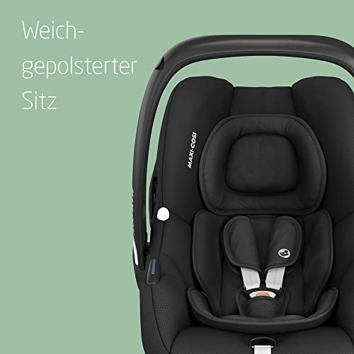 Maxi-Cosi CabrioFix i-Size, Siège Auto Bébé, 0 à 12 mois, 12 kg max., Siège Auto ISOFIX Léger (3,2 kg), Grand Canopy, Ultra-molletonné, Compatible avec les Poussettes Maxi-Cosi, Essential Black