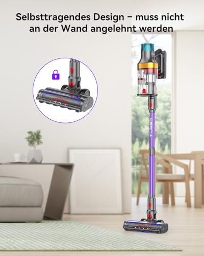 aonus A9 Max Akku Staubsauger 48Kpa 600W, Staubsauger Kabellos Freistehend mit Touchscreen, Bis zu 70 Minuten Laufzeit, 1.8L Akkustaubsaguer Supergroßer Staubbehälter für Teppich Tierhaare Hartböden