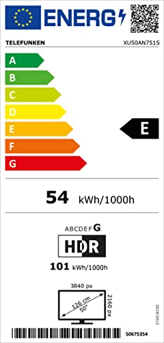 Téléviseur Android 50 pouces Telefunken (Smart TV 4K UHD, HDR Dolby Vision, triple tuner, Dolby Atmos) XU50AN751S