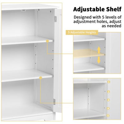 Bonnlo Badezimmerschrank Badschrank, Badkommode mit 4 Schubladen und 2 Schranktüren, Aufbewahrungsschrank mit verstellbaren Einlegeböden für Badezimmer Wohnzimmer Flur Küche, 80×30×80cm, Weiß