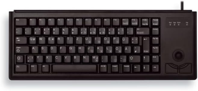 CHERRY G84-4400, Kompakte Tastatur mit Trackball, EU-Layout (QWERTY), Kabelgebunden (USB-Anschluss), 2 Maustasten, Mechanische CHERRY ML Switches, Schwarz