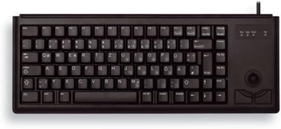 CHERRY G84-4400, Kompakte Tastatur mit Trackball, EU-Layout (QWERTY), Kabelgebunden (USB-Anschluss), 2 Maustasten, Mechanische CHERRY ML Switches, Schwarz