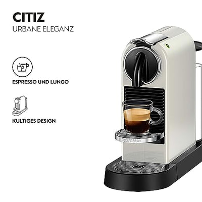 Nespresso De'Longhi EN167.W Citiz Kaffeekapselmaschine, Hochdruckpumpe und ideale Wärmeregelung ohne Aeroccino (Milchaufschäumer), Energiesparfunktion,1260W,37.4 x 11.9 x 25.5 cm, Creme-weiß