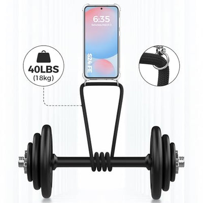 caslord Handykette für Samsung Galaxy S24 FE 5G Hülle mit Band, Handyhülle für zum Umhängen, Necklace Hülle [Stoßfest] [Kameraschutz] [Längenverstellbar] -Schwarz