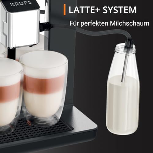 Krups Evidence One Kaffeevollautomat mit Milchschlauch, 12 Getränke, 2-Tassen-Funktion, Farbdisplay, Kaffeemaschine, TÜV-Siegel, Schwarz, EA895N10, Meteor Graphit