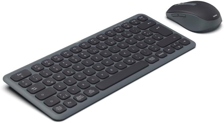 Hama Tastatur Maus Set kabellos (Multi Device Tastatur und Maus mit Bluetooth/Funk für PC, Smartphone, Tablet, klein, mit Batterien, leise Scissortasten, Multimedia Tasten, deutsches QWERTZ-Layout)