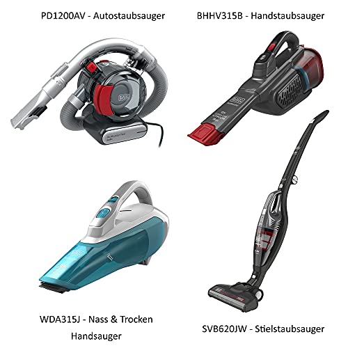 BLACK+DECKER Lithium Dustbuster BHHV315B mit Cyclonic Action – 12V Akku Handstaubsauger mit ausziehbarer Fugendüse & Ladestation – Beutelloser, kabelloser Staubsauger – Lange Saugdüse