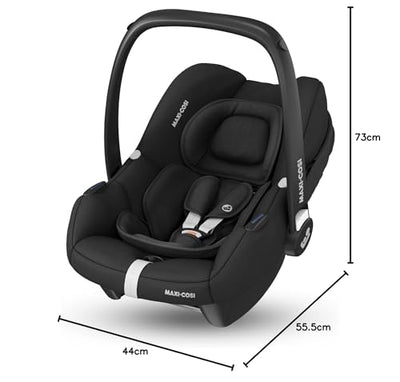 Maxi-Cosi CabrioFix i-Size, Siège Auto Bébé, 0 à 12 mois, 12 kg max., Siège Auto ISOFIX Léger (3,2 kg), Grand Canopy, Ultra-molletonné, Compatible avec les Poussettes Maxi-Cosi, Essential Black