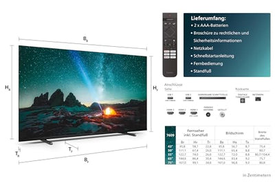 Philips 55PUS7609 4K LED Smart TV - 55-Zoll Display mit Pixel-präziser Ultra HD Titan OS Plattform und Dolby Atmos-Klang. Funktioniert mit Alexa und Google Sprachassistent – Anthrazitgrau