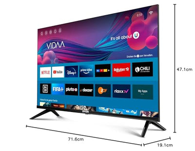 DYON Movie Smart 32 VX 80 cm (32 Zoll) Fernseher (HD Smart TV, HD Triple Tuner (DVB-C/-S2/-T2), App Store, Prime Video, Netflix, YouTube, DAZN, Disney+) [Mod. 2023]