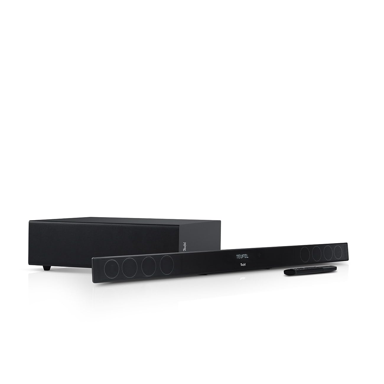 Teufel CINEBAR 11-2.1 Soundbar Set mit Kabellosem Subwoofer, Dolby Audio, Bluetooth 5.0, HDMI 3D ARC CEC, 4K Pass Through, Dynamore, Touch Panel - Schwarz