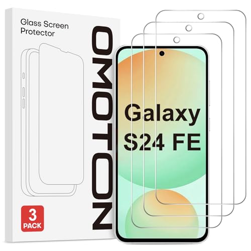 OMOTON Panzer Schutz Glas für Samsung Galaxy S24 FE, 3 Stück Schutzfolie kompatibel mit Samsung S24 FE, HD Displayschutzfolie, Anti- Kratzer, Bläschenfrei, 9H Härte Folie