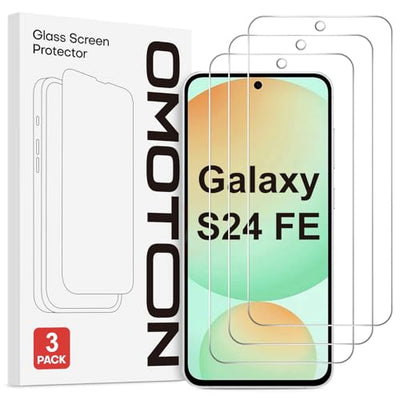 OMOTON Panzer Schutz Glas für Samsung Galaxy S24 FE, 3 Stück Schutzfolie kompatibel mit Samsung S24 FE, HD Displayschutzfolie, Anti- Kratzer, Bläschenfrei, 9H Härte Folie