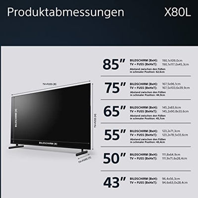 Sony BRAVIA, KD-55X80L, Téléviseur 55 pouces, LED, 4K HDR, Google TV, Smart TV, Fonctionne avec Alexa, BRAVIA CORE, TRILUMINOS PRO, HDMI 2.1, Menu de jeu avec ALLM