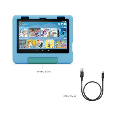 Das neue Amazon Fire HD 8 Kids-Tablet, für Kinder von 3 bis 7 Jahren | 3 GB RAM, werbefreie Inhalte, mit integrierter Kindersicherung, 13 Stunden Akkulaufzeit, 32 GB, blau (2024)