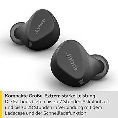 Jabra Elite 4 Active In Ear Bluetooth Earbuds - True Wireless Kopfhörer mit sicherem Sitz, 4 eingebauten Mikrofonen, aktiver Geräuschunterdrückung und anpassbarer HearThrough Funktion - Schwarz