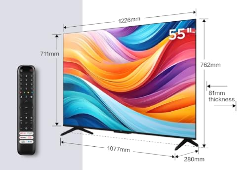 TCL 55T7B 55-Zoll QLED Pro Fernseher, 4K Ultra HD, HDR Pro, Smart TV Unterstützt von Google TV (Dolby & Atmos, Motion Clarity, Freihändige Sprachsteuerung, Kompatibel mit Google Assistant & Alexa)