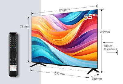 TCL 55T7B 55-Zoll QLED Pro Fernseher, 4K Ultra HD, HDR Pro, Smart TV Unterstützt von Google TV (Dolby & Atmos, Motion Clarity, Freihändige Sprachsteuerung, Kompatibel mit Google Assistant & Alexa)